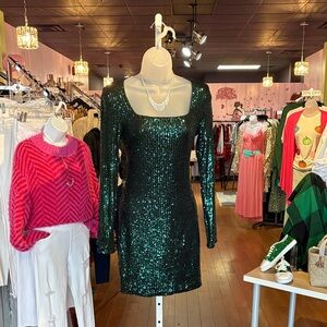Bear Dance Sparkling Green Sequin Dress